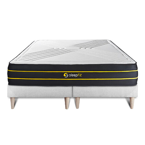 Sleepfit Ensemble double sommier + matelas ULTRA micro ressorts ensachés et mémoire de forme 160x200