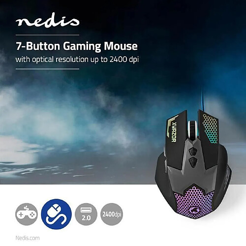 NC Souris Gamer A câble Eclairé RGB 2 400 ppp 7 boutons