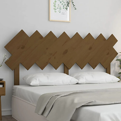 Maison Chic Tête de lit scandinave,Meuble de chambre Marron miel 159,5x3x80,5 cm Bois massif de pin -MN92516