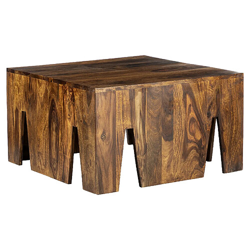 WOMO-DESIGN Table basse bois massif de sheesham table d'appoint moderne de salon 70x70x40cm