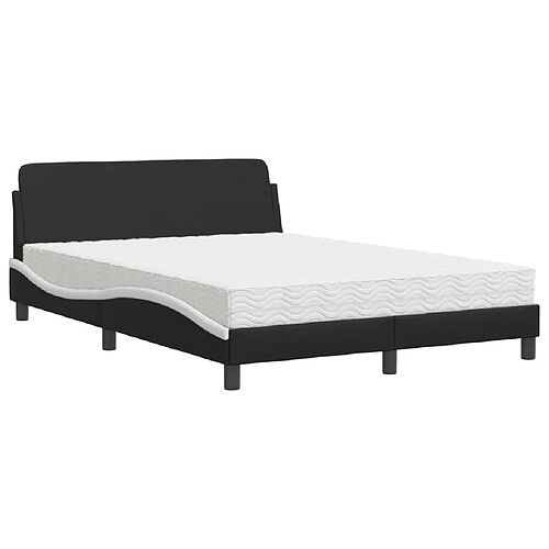 Vidaxl Lit avec matelas noir et blanc 120x200 cm similicuir