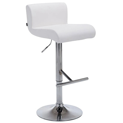 Decoshop26 Tabouret de bar x1 chaises haute généreusement rembourrés en métal chromé et PVC blanc 10_0004574