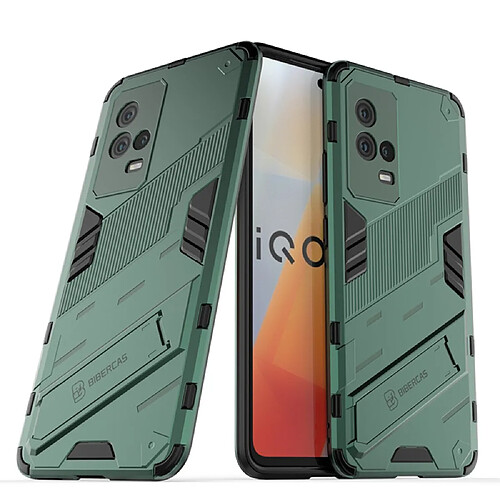 Coque en TPU anti-choc avec béquille vert pour votre Vivo iQOO 8