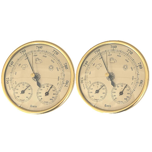 2Pcs Vintage Station Météo Baromètre Thermomètre Hygromètre Baromètre