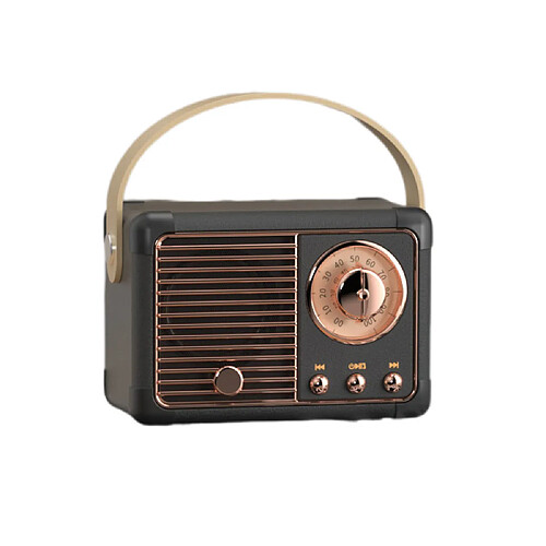 General Haut-parleur stéréo Bluetooth portable rétro, haut-parleur vintage rétro sans fil amélioré avec fente pour carte TF, style mignon à l'ancienne pour cuisine, bureau, chambre, bureau, fête en plein air Kawaii (noir)