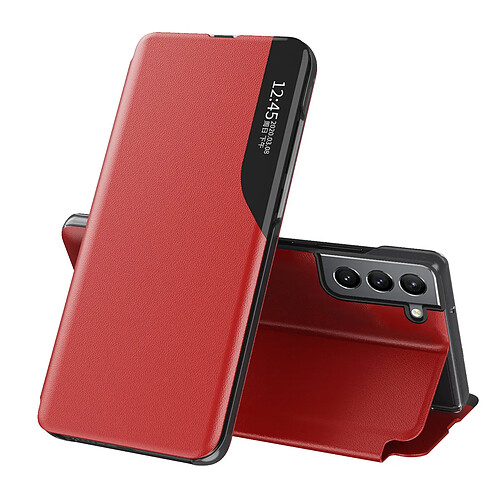 Ozzzo eco cuir view coque etui elegant avec rabatterie et fonction de support pour samsung galaxy s22 + (s22 plus) rouge