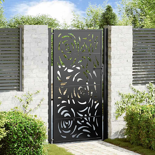 vidaXL Portail de jardin noir 105x180 cm acier conception de flamme