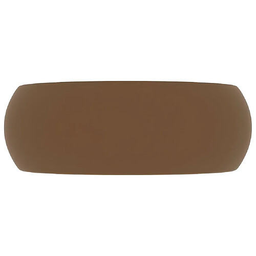 Vente-Unique Lavabo rond de luxe vasque à poser de toilette lave-mains de salle de bain cuisine vestiaire maison intérieur 40x15 cm céramique crème mat 02_0002749