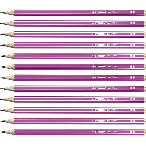 Newtons STABILO pencil 160 - Lot de 12 crayons graphite HB avec tête trempée - Rose