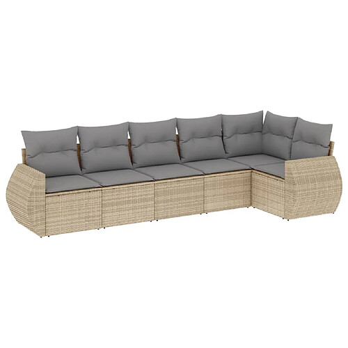 Maison Chic Salon de jardin avec coussins 6 pcs | Ensemble de Table et chaises | Mobilier d'Extérieur beige résine tressée -GKD84007