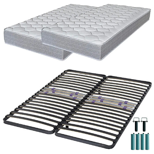 Ebac Matelas mousse + Sommier métal C223 160x200 Madere - Hauteur 24 cm - Soutien ferme