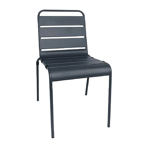 Chaise à Lattes en Acier Grise - Lot de 4 - Bolero