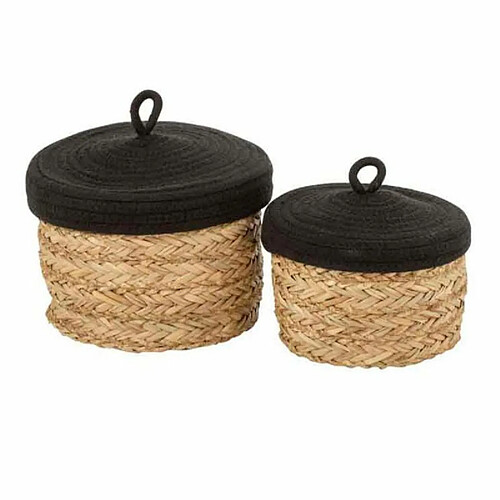 Paris Prix Lot de 2 Coupelles Couvercle 22cm Naturel & Noir