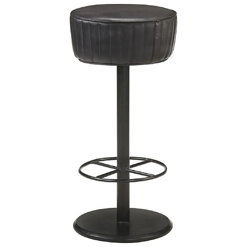 vidaXL Tabouret de bar Noir Cuir véritable