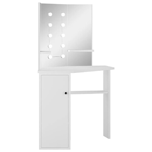 Helloshop26 Coiffeuse d'angle table de maquillage lumière led 111 x 54 x 141,5 cm blanc clair 02_0006335