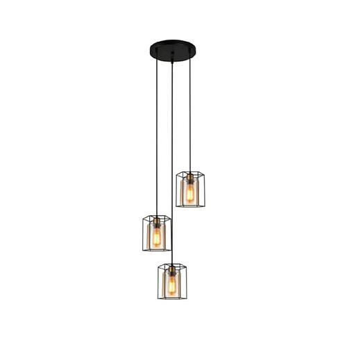 Luminaire Center Suspension Kalula Verre,Acier Noir