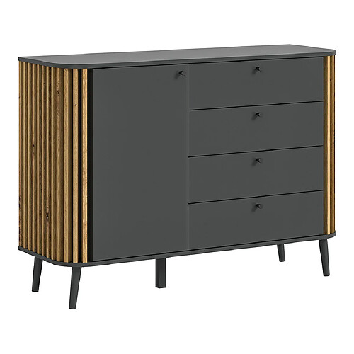 Bestmobilier Camberwell - buffet bas - gris et bois - 120 cm