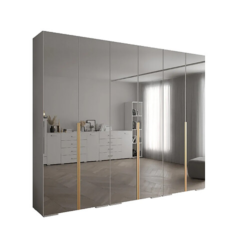 Abiks Meble Inova 1 Armoire avec miroir et portes battantes 236,7/300/47 6 Portes (bianco/d’oro)