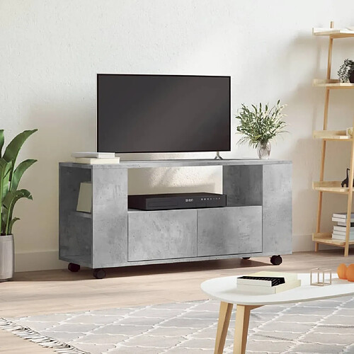 vidaXL Meuble TV gris béton 102x34,5x43 cm bois d'ingénierie