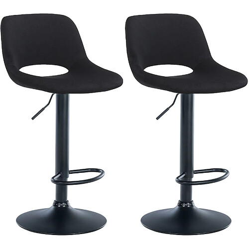 Decoshop26 Tabourets de bar chaises haute x2 avec repose-pieds en velours noir piètement métallique noir 10_0004085