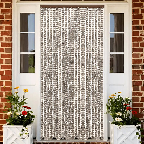 vidaXL Rideau anti-mouches taupe et blanc 56x200 cm