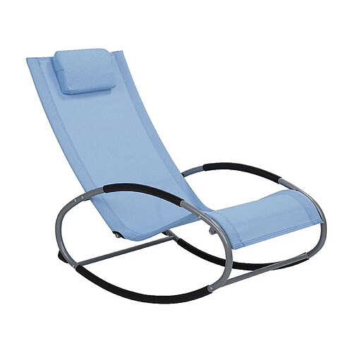 Beliani Chaise longue Tissu Bleu CAMPO