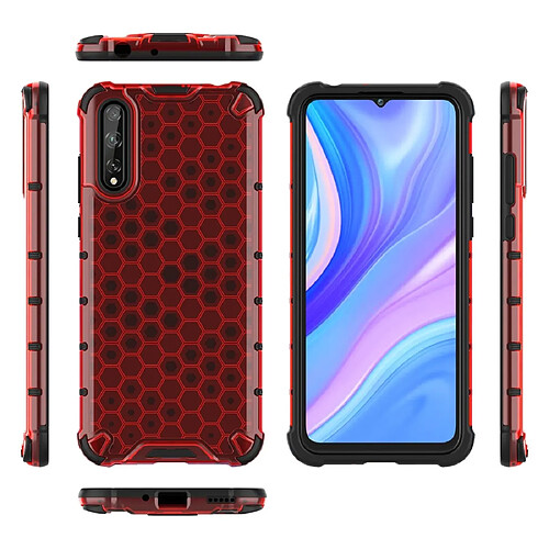 Wewoo Coque Souple Pour Huawei Enjoy10S Shockproof Honeycomb PC + TPU Case Red