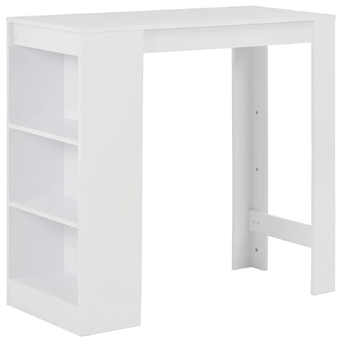 Helloshop26 Table haute mange debout bar bistrot avec étagère blanc 110 cm 0902050