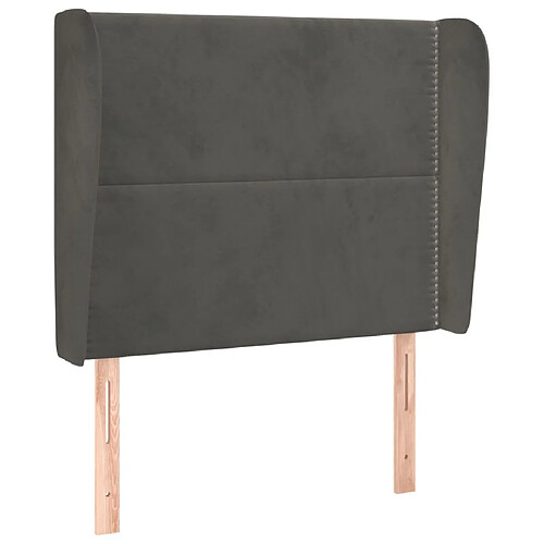 Maison Chic Tête de lit moderne avec oreilles pour chambre - Décoration de lit Gris foncé 83x23x118/128 cm Velours -MN72082