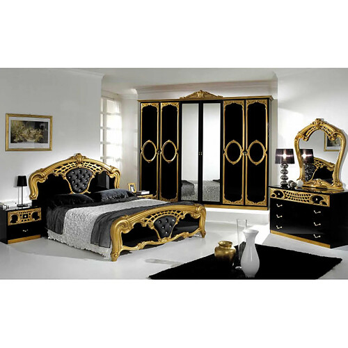 Dansmamaison Chambre complète 160x200 Noir/Doré - CLOTILDE n°2