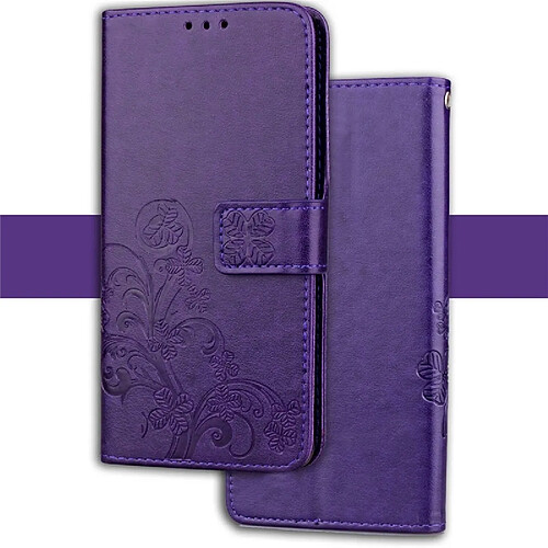 Wewoo Etui à rabat horizontal en cuir PU avec motif gaufré pour iPhone XR, avec support, logements pour cartes et portefeuille (Violet)