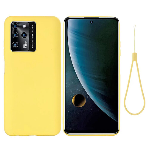 Coque en silicone antichoc avec sangle jaune pour votre ZTE Blade V30