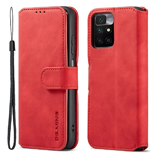 Etui en PU DG.MING style rétro avec support rouge pour votre Xiaomi Redmi 10/10 Prime