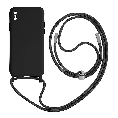 Avizar Coque Cordon iPhone XS Max Semi-rigide Lanière Tour du Cou 80cm Noir