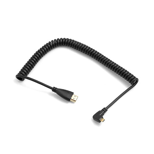 SYSTEM-S Câble spiralé Micro HDMI coudé vers HDMI Standard 50-80 cm