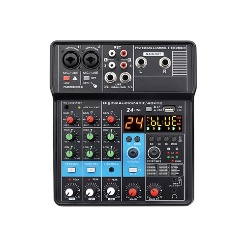 Table De Mixage 4 Canaux Avec Carte Son Intégrée Bluetooth Et USB Pour Enregistrement Live YONIS