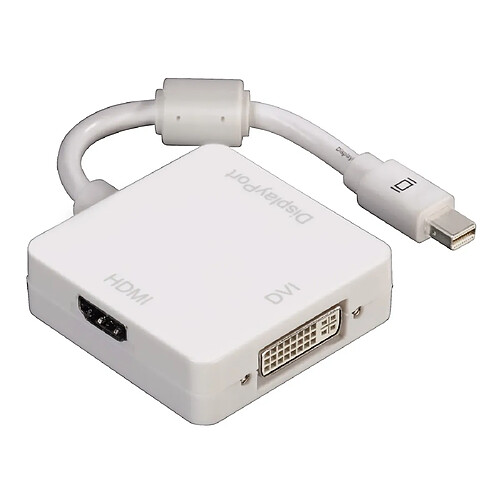 HAMA Adaptateur 3 en 1 mini DisplayPort => DVI, HDMI ou DisplayPort, Blanc