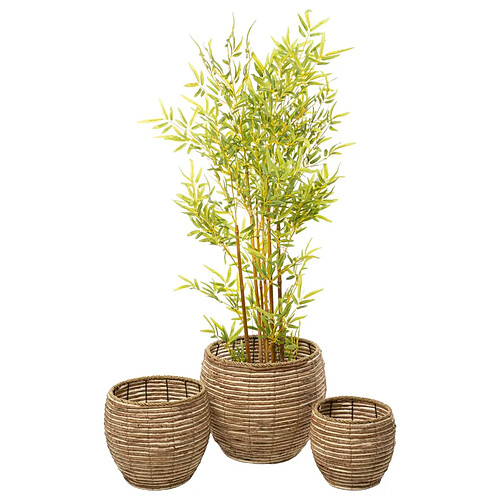 Set de pots de fleurs Romimex Naturel Fibre naturelle 48 x 37 x 48 cm 3 Pièces