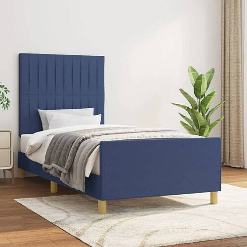 Maison Chic Lit adulte - Cadre Structure de lit avec tête de lit Contemporain Bleu 90x190 cm Tissu -MN77260