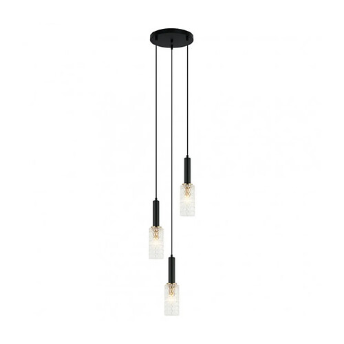 Luminaire Center Suspension Perola Acier Noir 3 ampoules 132cm