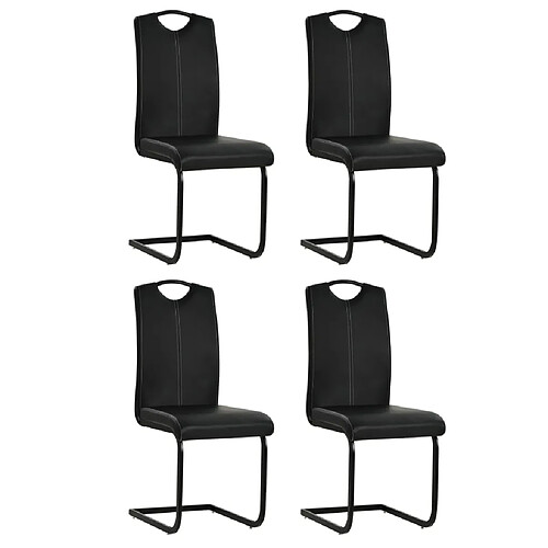 vidaXL Chaises à manger cantilever lot de 4 noir similicuir