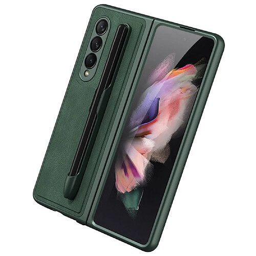 Coque en TPU + PU GKK avec porte-stylo Texture nuageuse/vert pour votre Samsung Galaxy Z Fold3 5G