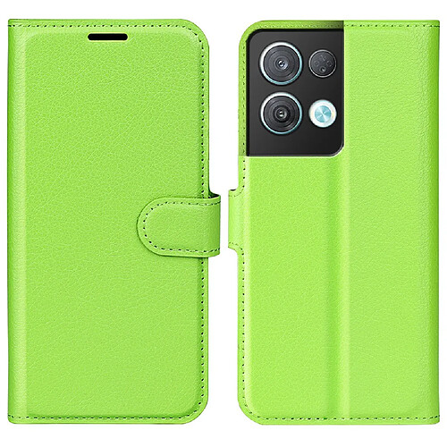 Etui en PU texture litchi, anti-écaillage avec support pour votre Oppo Reno8 Pro + 5G/Reno8 Pro 5G (Global Version) - vert