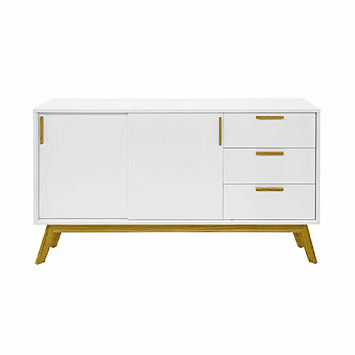 Mes Buffet 2 portes coulissantes 3 tiroirs 100x40x75 cm blanc - KUNDA