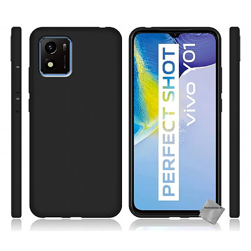 Htdmobiles Coque pour Vivo Y01 - housse etui silicone gel fine + verre trempe - NOIR