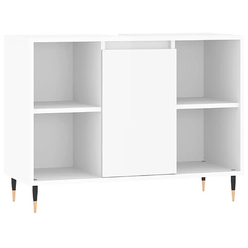 Maison Chic Armoire de salle de bain,Meuble de rangement,Meuble haut blanc brillant 80x33x60 cm -GKD466707