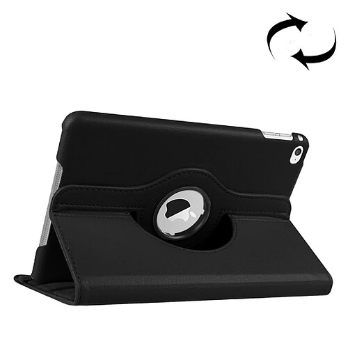 Wewoo Smart Cover noir pour iPad mini 4 Litchi Texture 360 degrés Rotation intelligente étui en cuir avec support