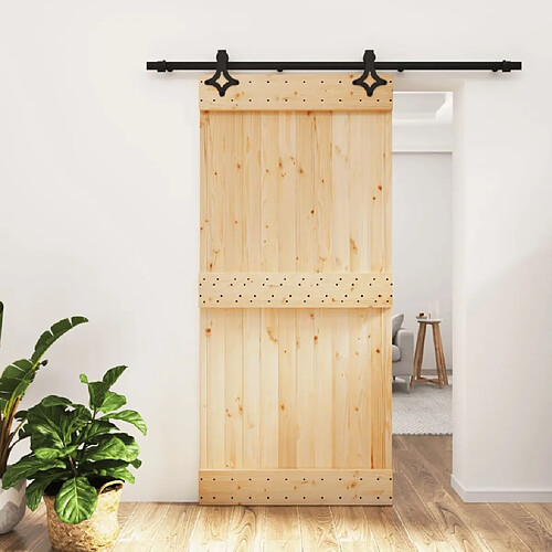 vidaXL Porte coulissante et kit de quincaillerie 95x210 cm pin massif