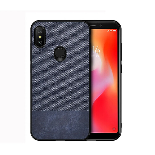 Wewoo Coque Rigide Housse de protection en tissu PU épissage antichoc pour Xiaomi Redmi 6 Pro bleu