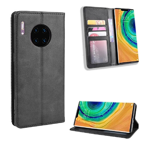 Wewoo Housse Coque Boucle magnétique rétro Crazy Horse Texture en cuir à rabat horizontal pour Huawei Mate 30 Proavec support et fentes cartes et cadre photo noir